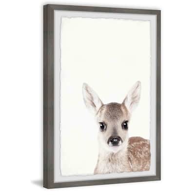 'Deer Close-up' Framed Painting Print - Multi-Color