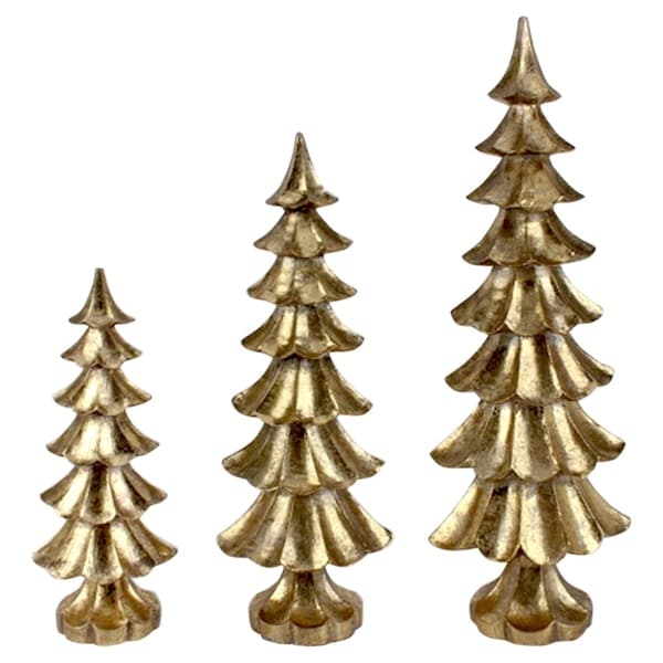 Shop Set of 3 Golden Tabletop Christmas Tree Figurines - On Sale - Free ...