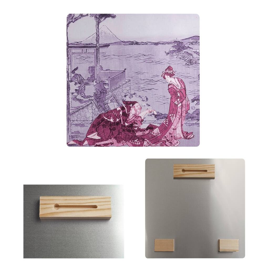 Katsushika Hokusai Japanese Courtesan in Pink and Purple Metal Print