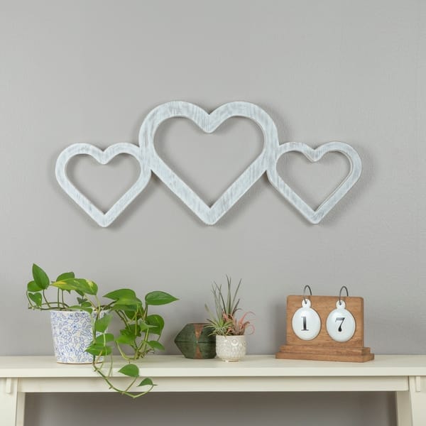 Shop Gallery Solutions Large White Triple Heart Wood Cut Out Word