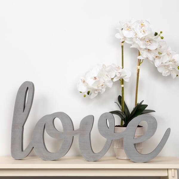 Shop Gallery Solutions Large Grey Script Love Wood Cut Out Word