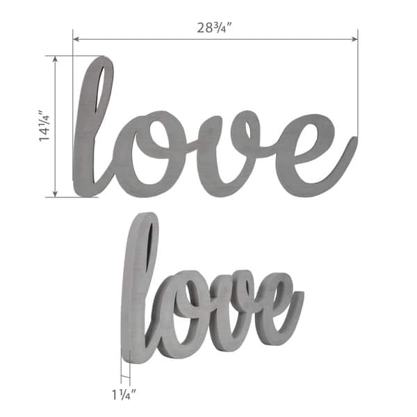 Shop Gallery Solutions Large Grey Script Love Wood Cut Out Word