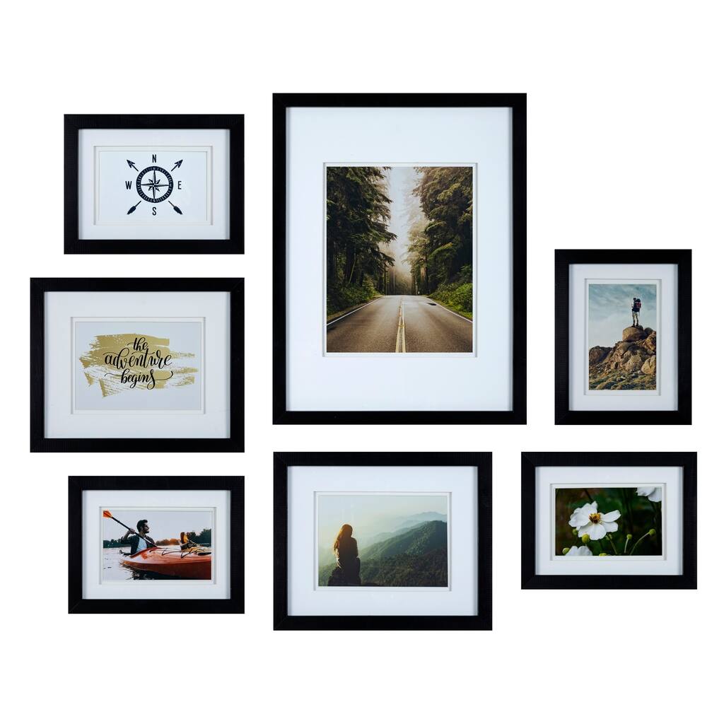 Gallery Perfect 7 Piece Photo Frames White Mat Wall Gallery Kit