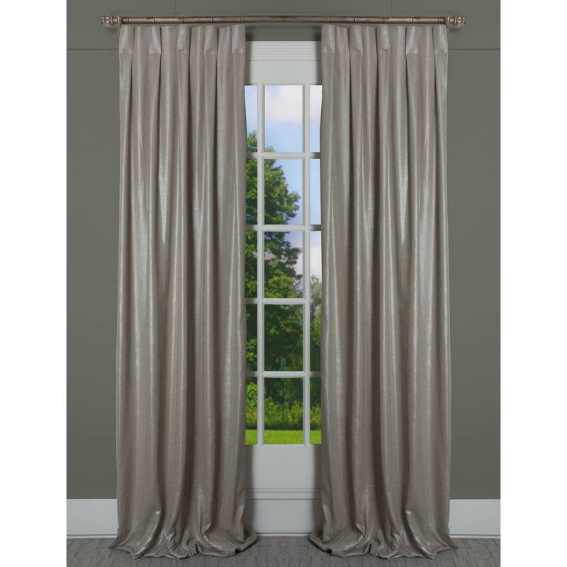 Porch & Den Easystreet Metallic Cotton Box-pleated Single Curtain Panel - Metallic/Natural/Taupe - 24 x 115 Inches