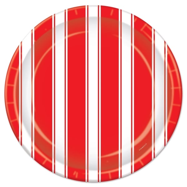 Beistle 9" Red and White Stripes Circus Themed Party Plates - 12 Pack (8/Pkg). Opens flyout.