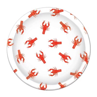 Beistle 9" Mardi Gras Themed Party Crawfish Tableware Plates - 12 Pack (8/Pkg)