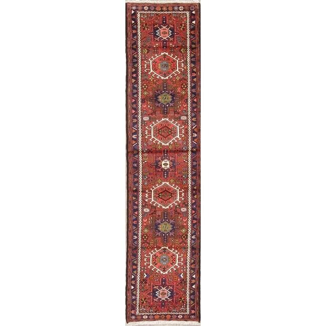 Gharajeh Geometric Handmade Wool Persian Rug - 9'3" x 2'2" Runner