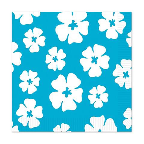 Beistle 2-Ply Luau Party Hibiscus Luncheon Napkins, Turquoise - 12 Pack (16/Pkg)