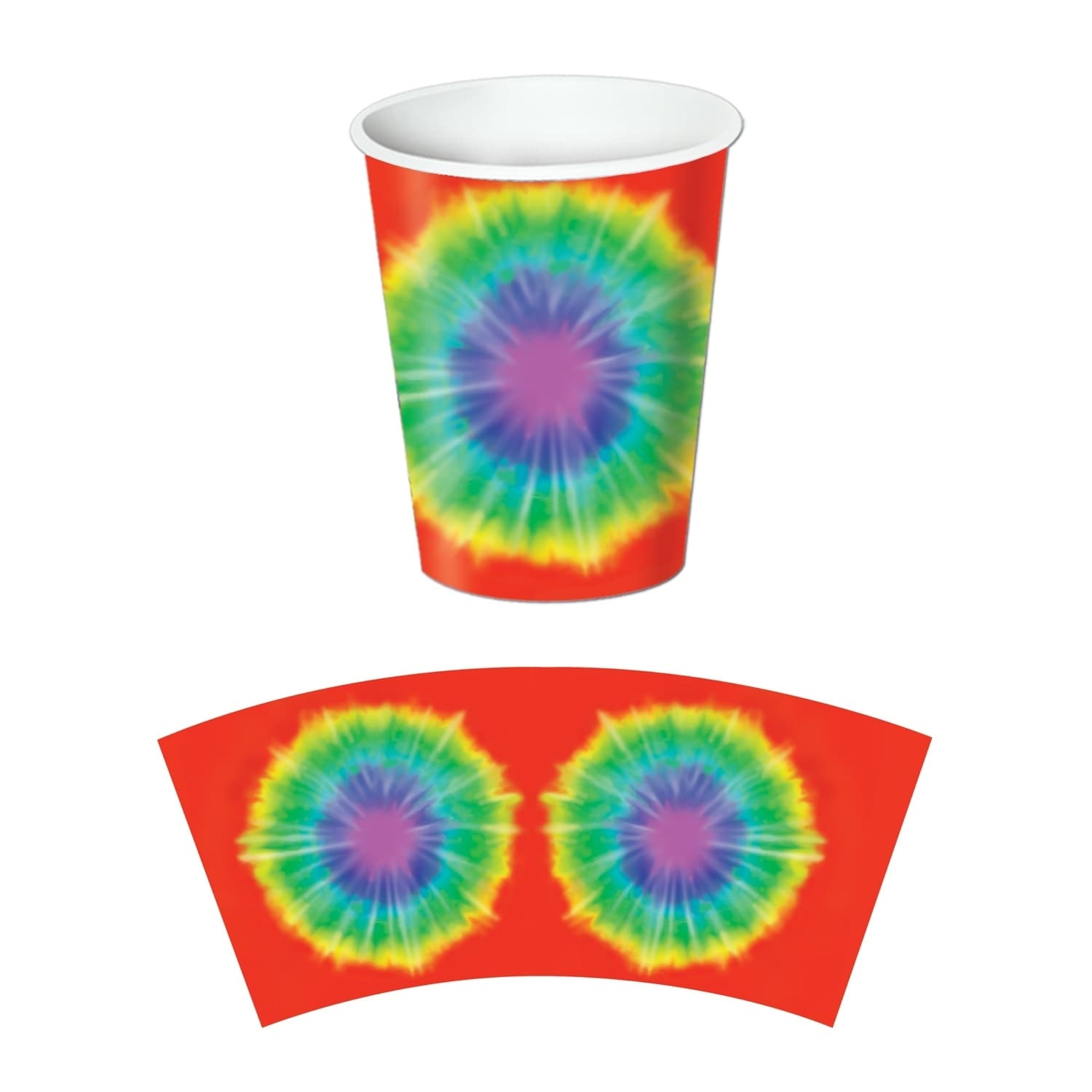 Beistle 60's Theme Tie Dyed Party Beverage Cups, 9 Oz - 12 Pack (8/Pkg)
