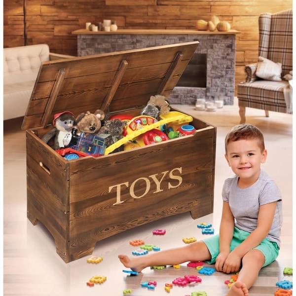 Solid Wood Rustic Toy Box - Overstock 