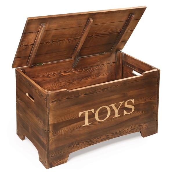 black wooden toy box