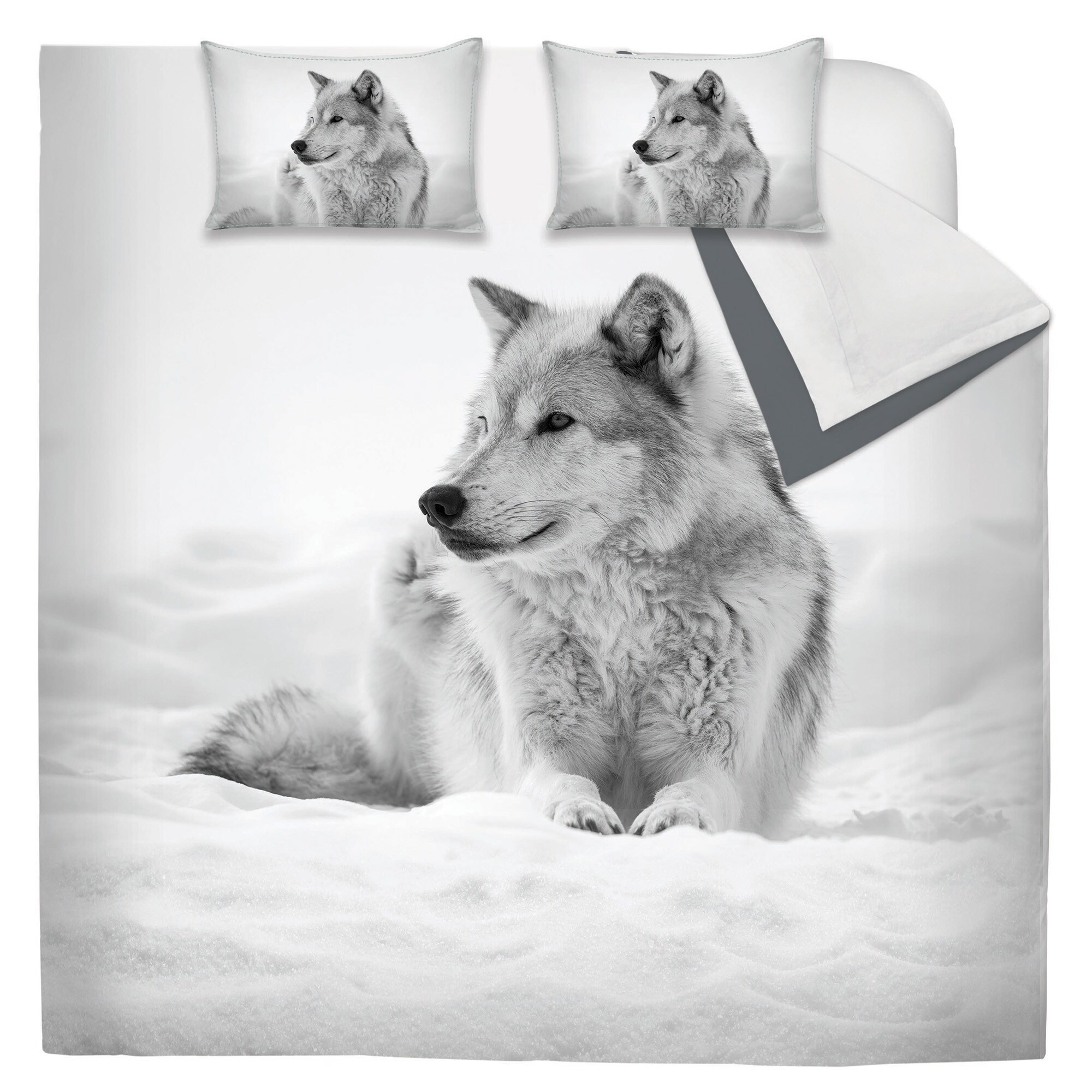 Shop Comforter 2 Piece Set Twin Printed Snowy Wolf On Sale