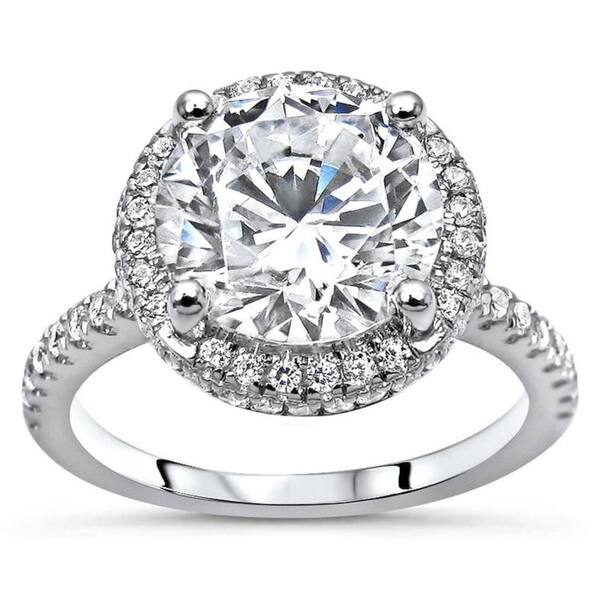 Shop 14k White Gold 7 5mm Round Cut Moissanite And Diamond Double Edge Halo Style Engagement Ring On Sale Overstock 26981010