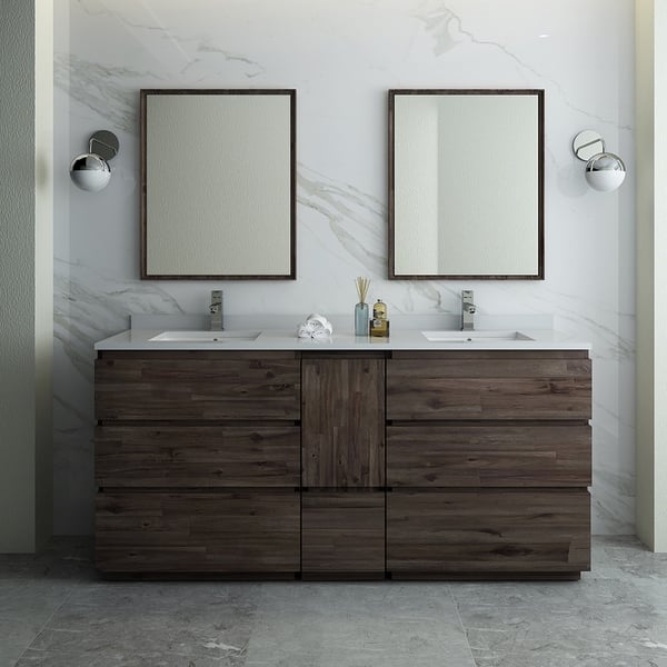 Fresca Formosa 84 Floor Standing Double Sink Modern Bathroom Vanity with Mirrors Renewed