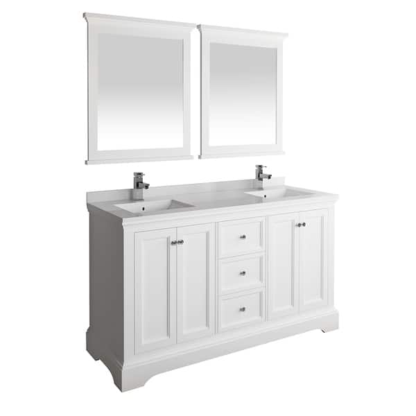 Fresca Windsor 60 Matte White Traditional Double Sink Matte White Traditional Double Sink
