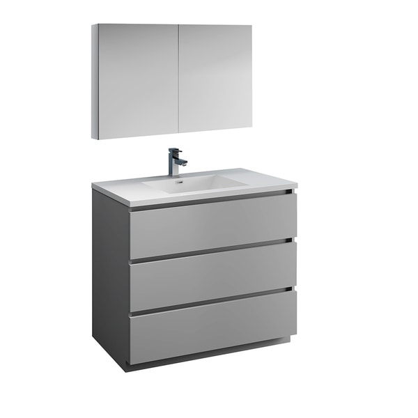 Fresca Lazzaro 42" Gray Free Standing Modern Bathroom Vanity w/ Medicine Cabinet