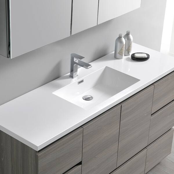 Shop Fresca Lazzaro 60 Gray Wood Free Standing Single Sink Modern Bathroom Vanity W Medicine Cabinet Overstock 26981082