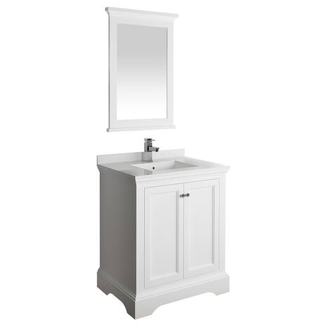 Fresca Windsor 30" Matte White Traditional Bathroom Vanity w/ Mirror