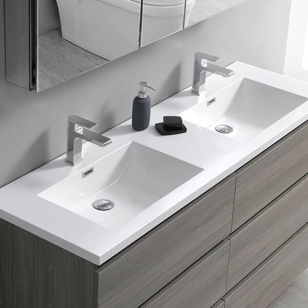 Shop Fresca Lazzaro 72 Gray Wood Free Standing Double Sink Modern