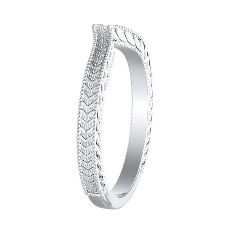 Auriya Platinum Curved Vintage Wedding Band