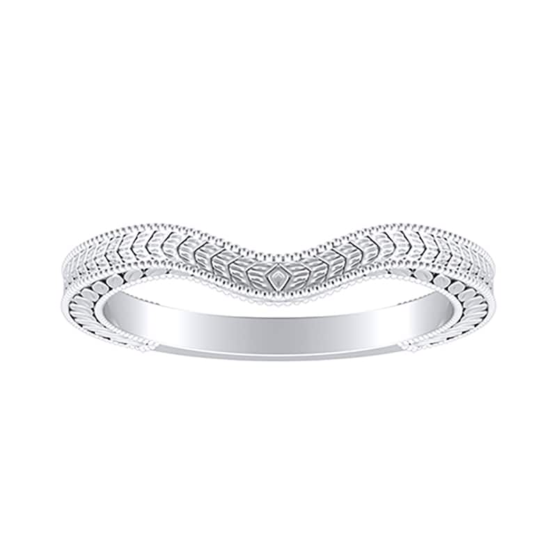Auriya Platinum Curved Vintage Wedding Band