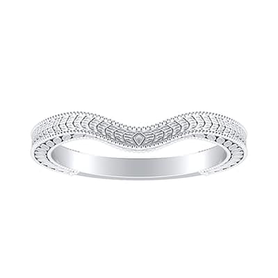 Auriya Platinum Curved Vintage Wedding Band