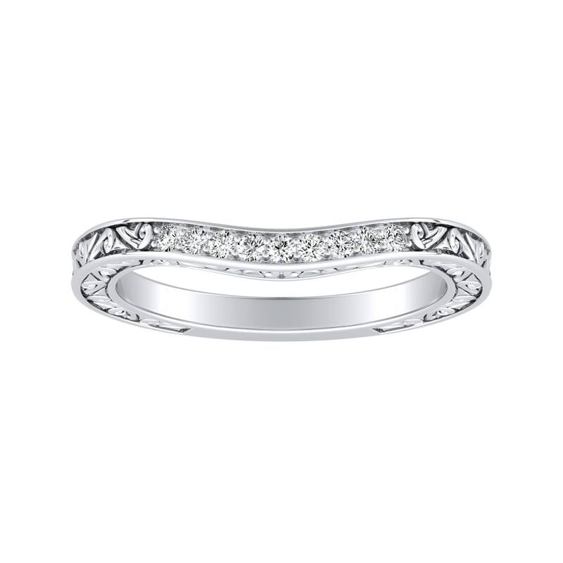 Auriya 0.07ctw Vintage Curved Diamond Wedding Band Platinum