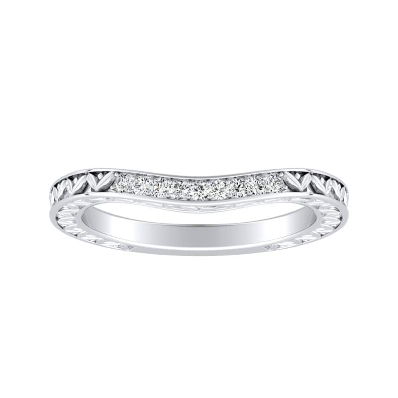 Auriya 0.09ctw Vintage Curved Diamond Wedding Band Platinum