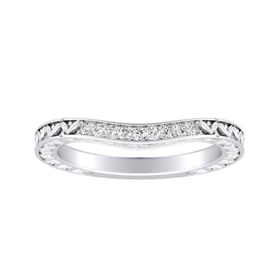 Auriya 0.09ctw Vintage Curved Diamond Wedding Band Platinum