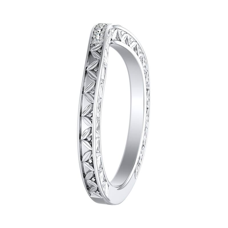 Auriya 0.09ctw Vintage Curved Diamond Wedding Band Platinum