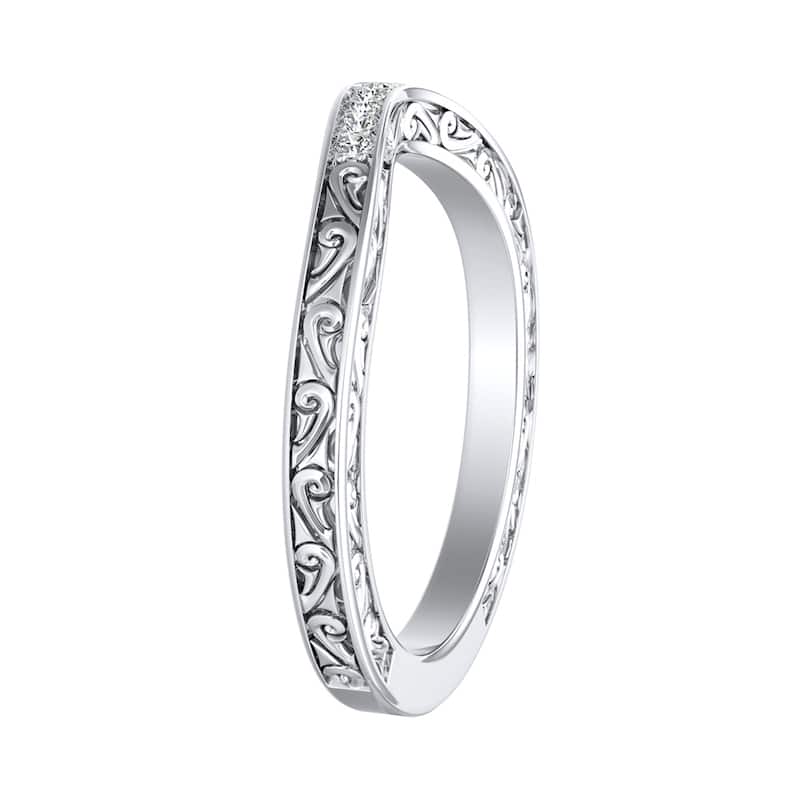 Auriya 0.07ctw Vintage Curved Diamond Wedding Band 18k Gold