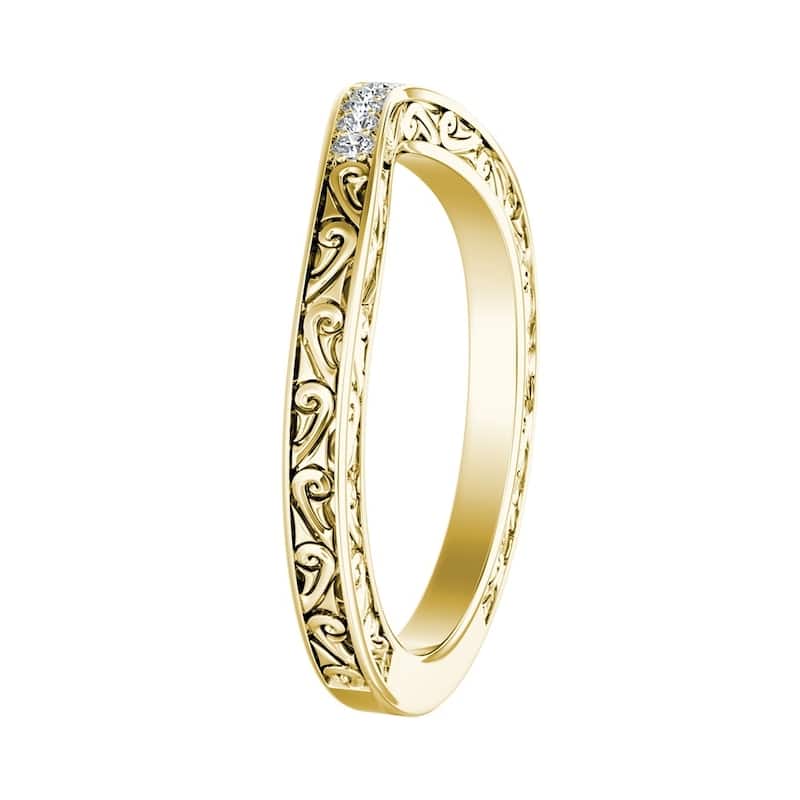 Auriya 0.07ctw Vintage Curved Diamond Wedding Band 18k Gold