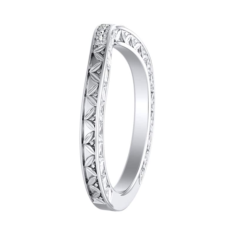 Auriya 0.09ctw Vintage Curved Diamond Wedding Band 14k Gold