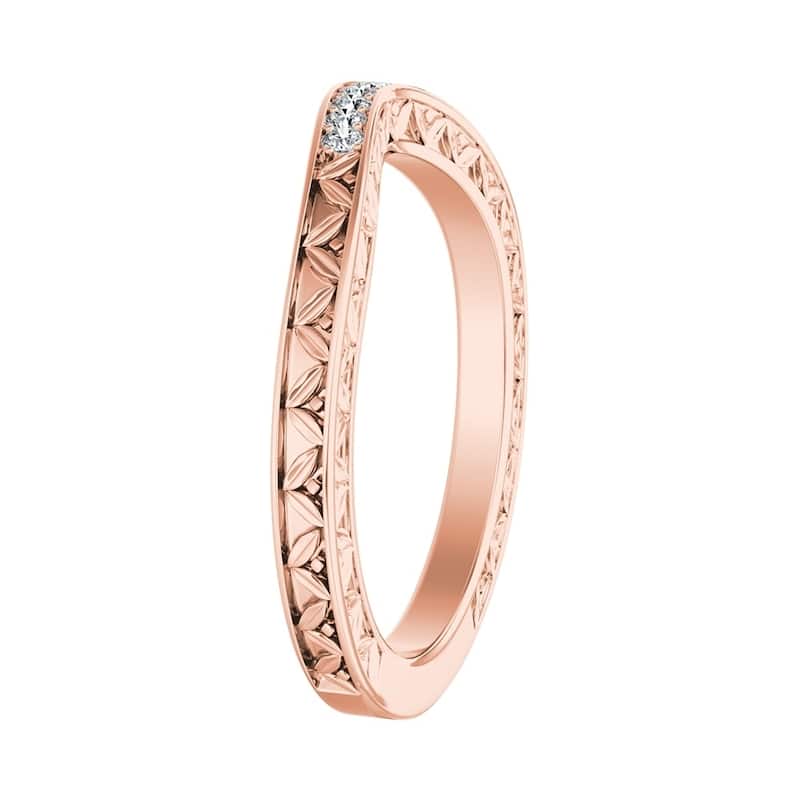Auriya 0.09ctw Vintage Curved Diamond Wedding Band 14k Gold