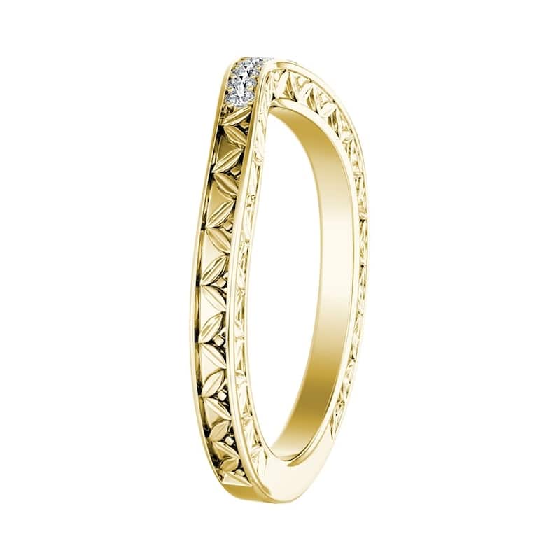 Auriya 0.09ctw Vintage Curved Diamond Wedding Band 14k Gold