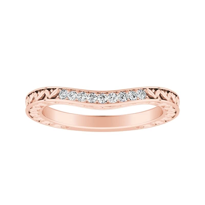 Auriya 0.09ctw Vintage Curved Diamond Wedding Band 14k Gold