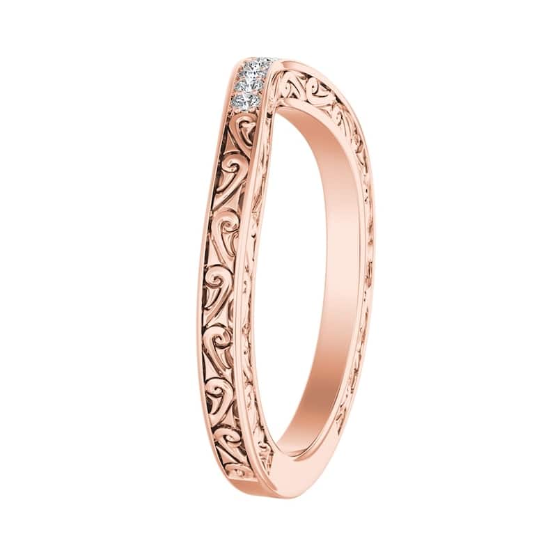 Auriya 0.07ctw Vintage Curved Diamond Wedding Band 14k Gold