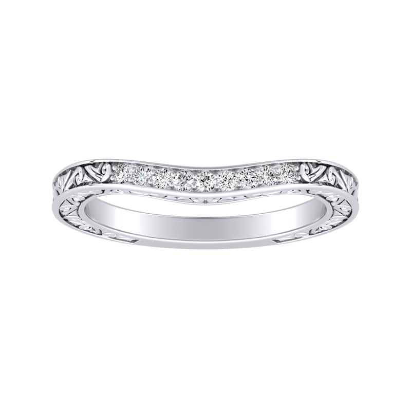 Auriya 0.07ctw Vintage Curved Diamond Wedding Band 14k Gold