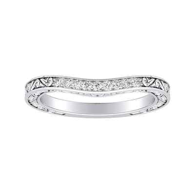 Auriya 0.07ctw Vintage Curved Diamond Wedding Band 14k Gold