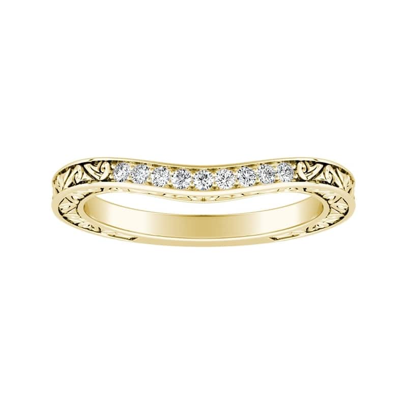 Auriya 0.07ctw Vintage Curved Diamond Wedding Band 14k Gold