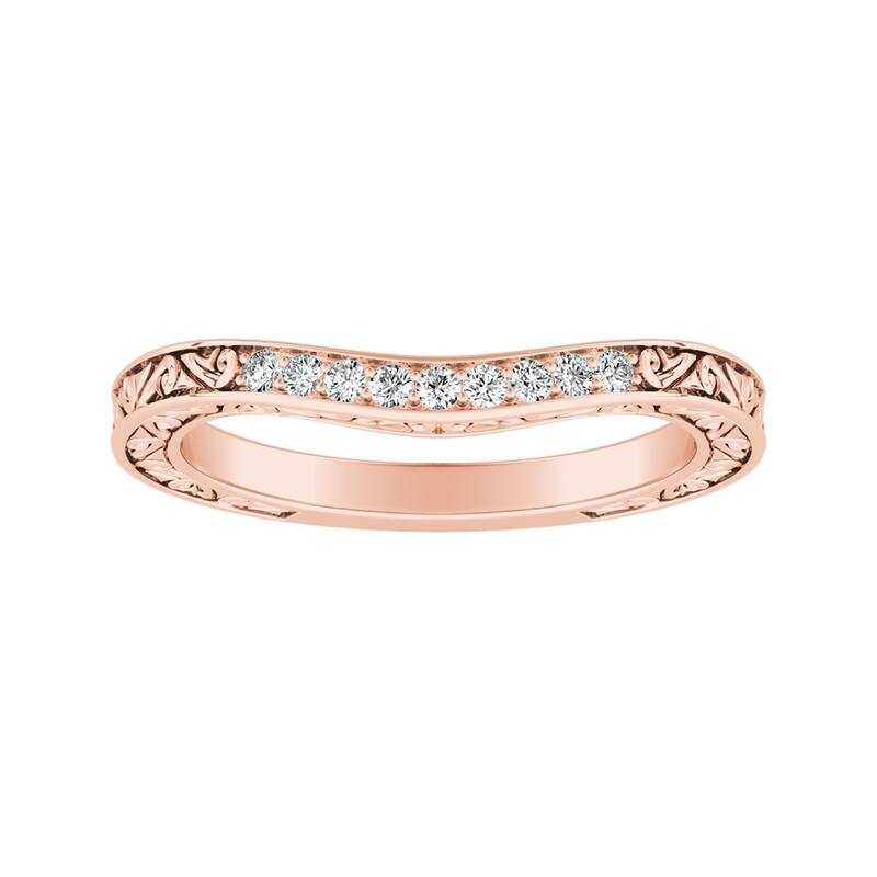Auriya 0.07ctw Vintage Curved Diamond Wedding Band 14k Gold