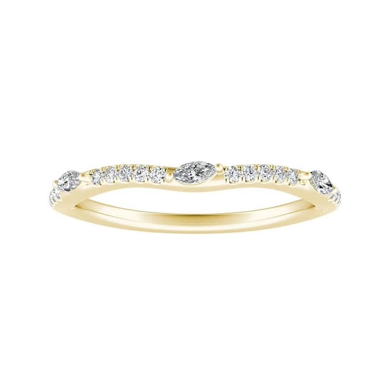 Auriya 1/6ctw Contoured Diamond Wedding Band 18k Gold