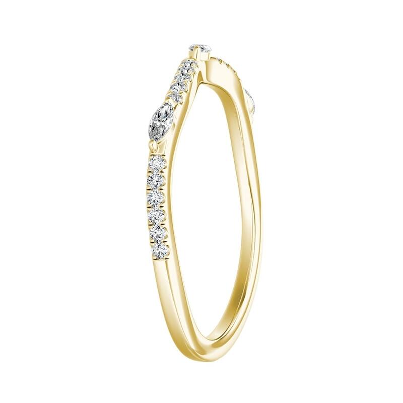 Auriya 1/6ctw Contoured Diamond Wedding Band 18k Gold