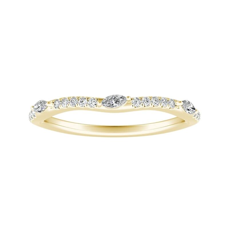 Auriya 1/6ctw Contoured Diamond Wedding Band 14k Gold