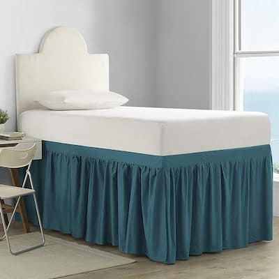 Dorm Sized Cotton Bed Skirt Panel with Ties (3 Panel Set)