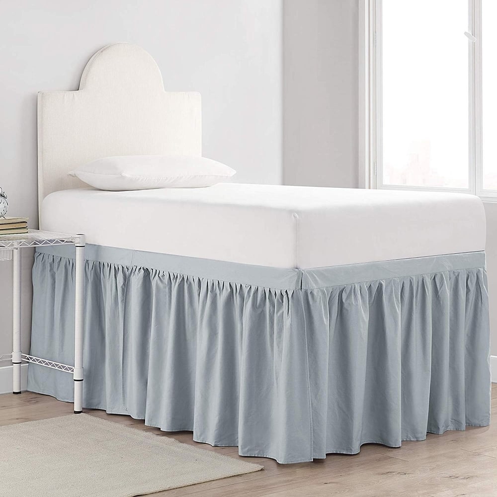 Dorm Sized Cotton Bed Skirt Panel with Ties (3 Panel Set)