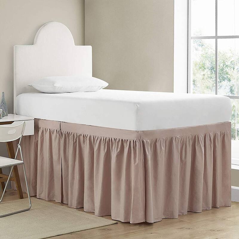Dorm Sized Cotton Bed Skirt Panel with Ties (3 Panel Set) - Darkened Blush - 3 Panels