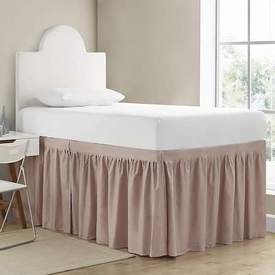 Dorm Sized Cotton Bed Skirt Panel with Ties (3 Panel Set)