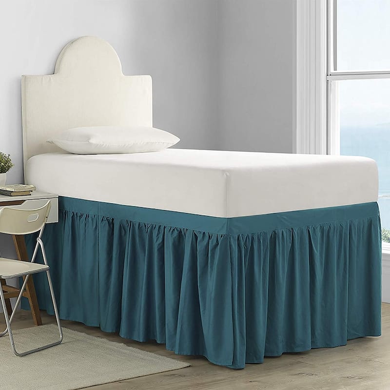 Dorm Sized Cotton Bed Skirt Panel with Ties (3 Panel Set)