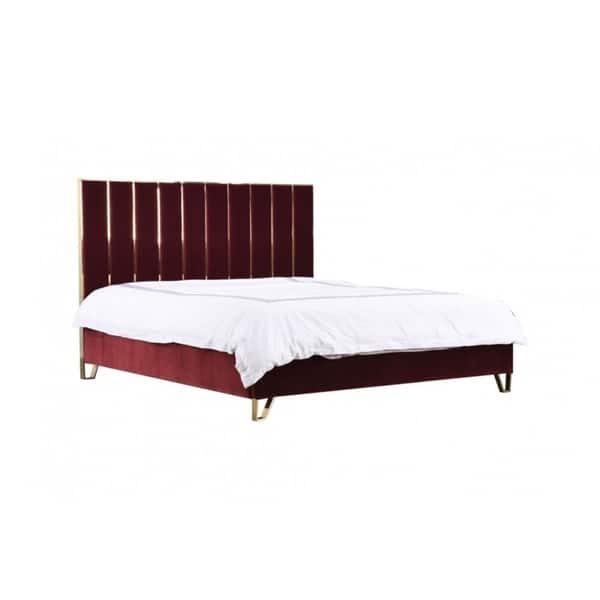 Divani Casa Reyes Modern Red Velvet Gold Bed Size King